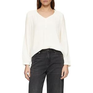 Blouse - Viscoseblend - Gestructureerd - Lange Mouwen - Afgeronde Zoom