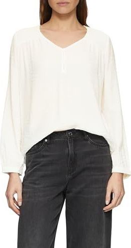 Blouse - Viscoseblend - Gestructureerd - Lange Mouwen - Afgeronde Zoom