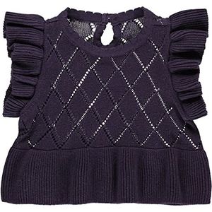 Müsli by Green Cotton Gebreide frill vest baby vest trui meisjes en meisjes, Donker Lila, 86 cm