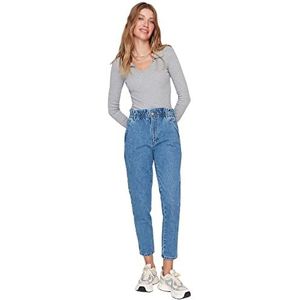 Trendyol Dames Mom Jeans, Blauw, 34, Blauw, 60