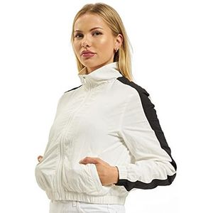 Urban Classics Dames licht trainingsjack Ladies Short Side Striped Crinkle Track Jacket, wit (Wht/BLk 00224), XS