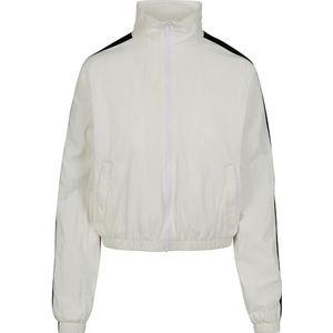 Urban Classics Lichtgewicht trainingsjack voor dames, korte zijkant, gestreept crinkle track jacket, wit (Wht/BLk 00224), XL