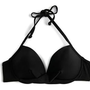 Koton Push-up gewatteerde bikinitop met strikhals voor dames, Schwarz (999), 42 NL