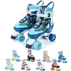 Rolschaatsen Voor Kinderen en Tieners - Verstelbare Inlineskates met elk 4 wielen - Comfortabele Retro Rolle Skates voor Meisjes en Jongens (Flora, S 31-34)