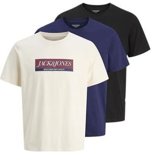 JACK & JONES Jorinwood Block Branding Tee Ss Cn3Pk Mp, antiek wit., S