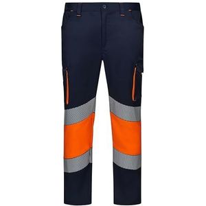 VELILLA 303008S stretchbroek, tweekleurig, segmentband, marineblauw en neonoranje, maat 2XL, marineblauw en neonoranje, XXL