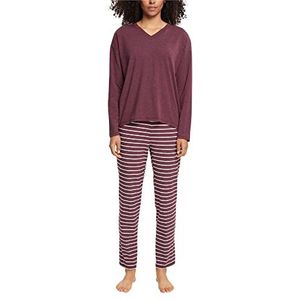 ESPRIT Bodywear dames Y/D Stripe Cotton SUS pyjama pyjamaset, bordeaux rood 3, 40