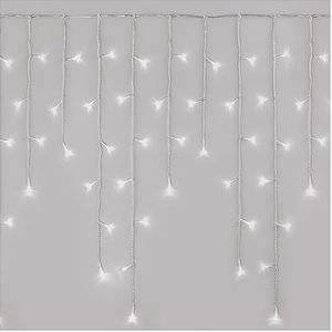 EMOS Led-ijsregen lichtsnoer, 5 m kerstlichtketting + 5 m kabel, 8 lichtmodi, afstandsbediening en voeding met timer, 300 leds, IP44 voor binnen en buiten, koudwit