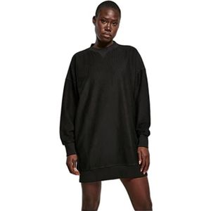 Urban Classics Dames Oversized Rib Crewneck Dress, damesjurk in T-shirt-stijl en oversized look van katoen, verkrijgbaar in meerdere kleuren, maten XS-5XL, zwart, S
