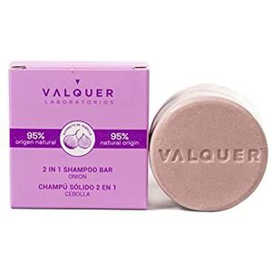 Valquer Shampoo en conditioner met vaste uien, 2-in-1, reinigt, voedt, maakt en stimuleert alle haartypes, veganistisch met natuurlijke ingrediënten, 70 g