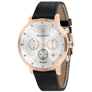 MASERATI heren chronograaf kwarts horloge met lederen armband R8871134001