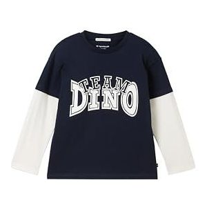 TOM TAILOR Oversized shirt met lange mouwen voor jongens en kinderen in twee-in-één look, 10668 - Sky Captain Blue, 104-110