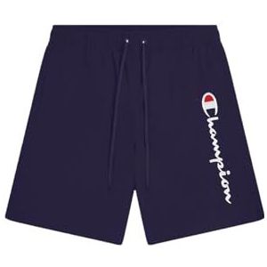 Champion Legacy Icons Strandshorts - Crinkle Taslon Contrast Logo Bermuda Shorts, Marineblauw, M Heren SS24, Navy Blauw, M