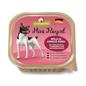 GranataPet Mini Royal Wild & Angus Rundvlees, natvoer voor honden, hondenvoer zonder granen en zonder toegevoegde suiker, volledig voer voor volwassen honden, 11 x 150 g