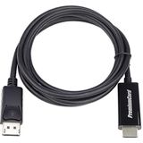 PremiumCord Adapterkabel DisplayPort naar HDMI M/M 2 m, DP naar HDMI 1.3, tot 2,25 Gbps, compatibel met Video FULL HD 1080p 60Hz, zwart