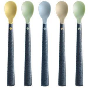 Tommee Tippee 44719610 Soft Tea Spoon with Long Non-Slip Handle, Extra Soft, from 4 Months, Pack of 5, Multi-Coloured