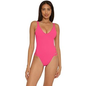 Becca by Rebecca Virtue Dames Color Prism High Leg eendelig badpak, hot pink, small, hot pink, S