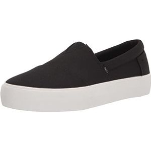 TOMS Fenix Platform Slip-on Sneakers voor dames, Zwart Canvas, 37 EU
