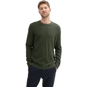 TOM TAILOR Basic gebreide trui voor heren van katoen, 36230 - Rosin Green Melange, XXL