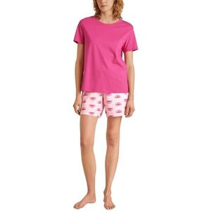 CALIDA Spring Nights pyjama kort roze flash, 1 stuk, maat 40-42, Roze Flash, 40/42