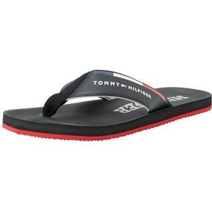 Tommy Hilfiger Heren Comfort Hilfiger Beach Sandaal Flip-Flop, Zwart, 6.5 UK, Zwart, 40 EU