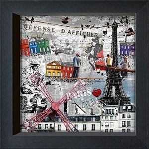 Ingelijste briefkaart - MAILO/M-L VAREILLES - ''Impressions urbaines: Les peintres de Pa'' - 16 x 16 cm - zwarte lijst
