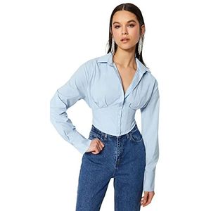 Trendyol Overhemd - Ecru - Oversize, Blauw, 32