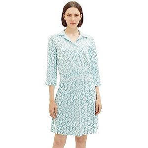 TOM TAILOR Dames jerseyjurk met patroon, 32468-teal floral design, 38, 32468-teal Floral Design, 38