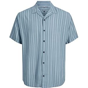 JACK & JONES Heren JCOCHAIN Reggie Stripe Resort Shirt SS Shirt, Mountain Spring/Stripes: strepen, L, Mountain Spring/Stripes: strepen, L