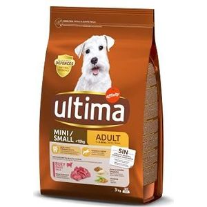 Ultima Voeding voor kleine honden onder de 10 kg, (volwassenen van 1-8 jaar), met rundvlees - 3 kg