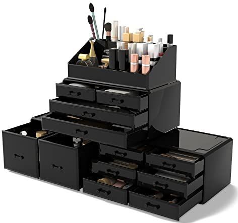 Make-up Organizer - Zwart - Opbergladen - 12 Laden - 24,1 x 13,7 x 40,4 cm
