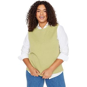 TRENDYOL Dames ronde hals effen kleuren regular rokken maten sweater, lichtgroen, 5XL, lichtgroen