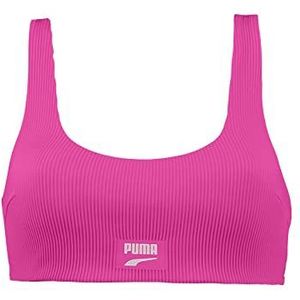 PUMA Dames Scoop Neck Bikini Top, neonroze, M