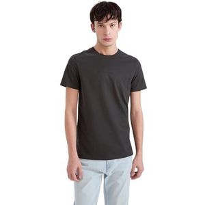 DeFacto Heren Basic T-Shirt - Klassiek T-shirt voor Mannen Anthra M