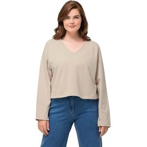 Ulla Popken Gestructureerde cropped sweatshirts voor dames, Crème, 50-52