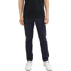 TOM TAILOR Slim fit chinobroek voor heren, van stretch piqué met riem, 32374-navy zigzag structuur, 42W x 30L