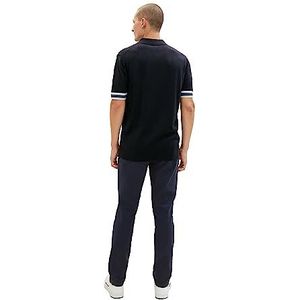 TOM TAILOR Slim fit chinobroek voor heren, van stretch piqué met riem, 32374-navy zigzag structuur, 42W x 30L