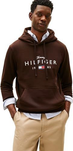 Tommy Hilfiger Mannen MERK LIEFDE BIG HILFIGER HOODIE MW0MW41427 Pullover Hoodie, BRUIN, XS, Bruin (Chocolade), XS
