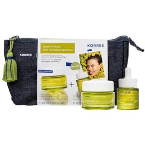 KORRES Santorini Grape Poriënverfijnende Expert Duo, voordeelset van dagcrème 40 ml en Elixir 15 ml voor fluweelzachte huid en een stralende gloed, siliconen- en parabenvrij, veganistisch