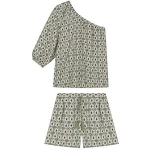 women'secret Pyjama-set voor dames, groene print, S