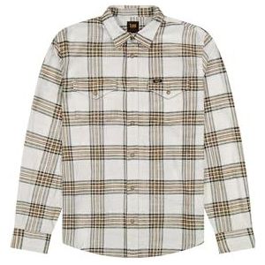 Clean Western Shirt, ecru ochre plaid, M