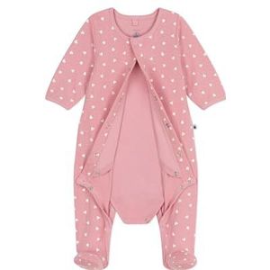 Petit Bateau bodyjama meisjes, Roze/Wit, 6 Maanden