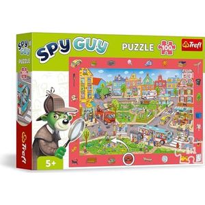 Trefl - Spy Guy observatiepuzzel: Stad - 100 stukjes - Vind alle voorwerpen in het frame, Kleurrijke puzzel vol details, Waarnemingstraining voor kinderen vanaf 5 jaar