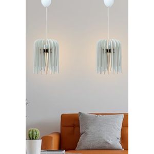 Opviq Elegante tulp kroonluchter (2 stuks), wit MDF, verstelbare hoogte 65 cm, E27-fitting, max. 40 W, Scandinavisch design voor moderne ruimtes