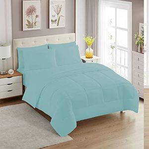 Sweet Home Collection Ultra Soft Down Alternatieve Set & Luxe Lakens, Polyester, Misty Blue, Twin
