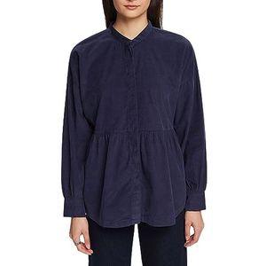 ESPRIT Corduroy blouse met peplum, Donkerblauw, M
