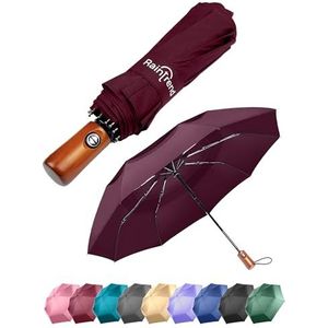 Premium paraplu winddichte reisparaplu's voor regen, compacte kleine draagbare opvouwbare automatische sterke windbestendige grote dubbele luifel, dames heren paraplu voor rugzak, autotas, bordeaux,