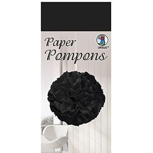 Ursus 27010090 papieren pompons zwart, van zijdepapier 20 g/m², ca. 50 x 70 cm, 10 vellen in één kleur, inclusief knutselhandleiding, ideale decoratie voor elk feest