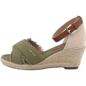 Tom Tailor Dames 5390090019 sandalen met sleehak, groen, 37 EU, groen, 37 EU