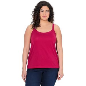 Ulla Popken Damestop, grote maten, grote maten, plus size, spaghettitop, ronde hals, modalmix, mouwloos, Donkere framboos, 46-48